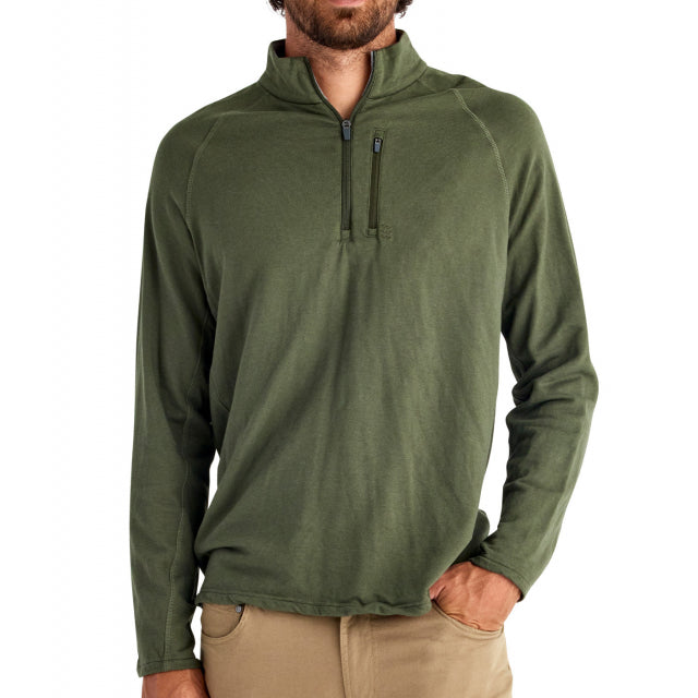 Free Fly Apparel Men&#39;s Bamboo Heritage Fleece Quarter Zip 519 Gallatin Green