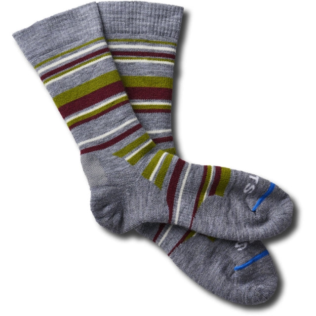 Fits Medium Hiker Striped Crew Socks Light Grey