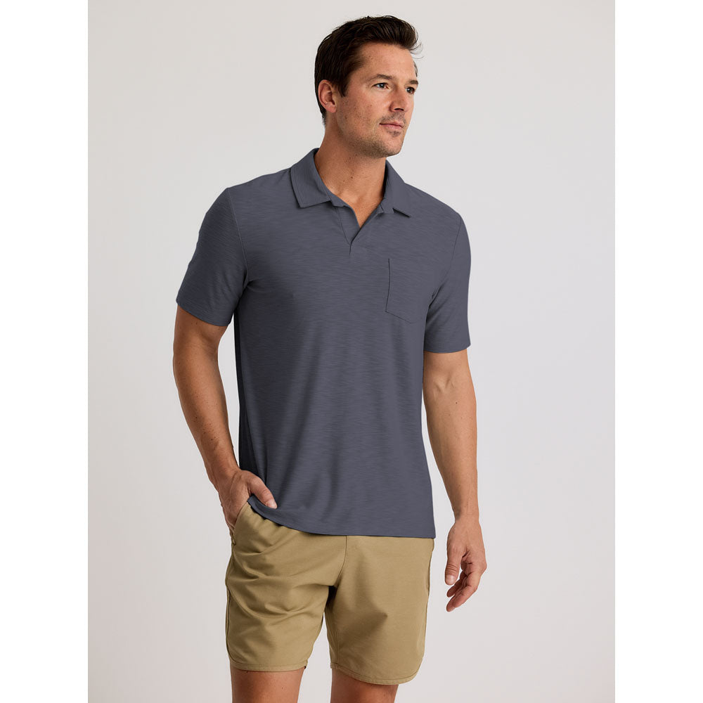 Free Fly Apparel Mens Bamboo Slub Polo II Storm Cloud