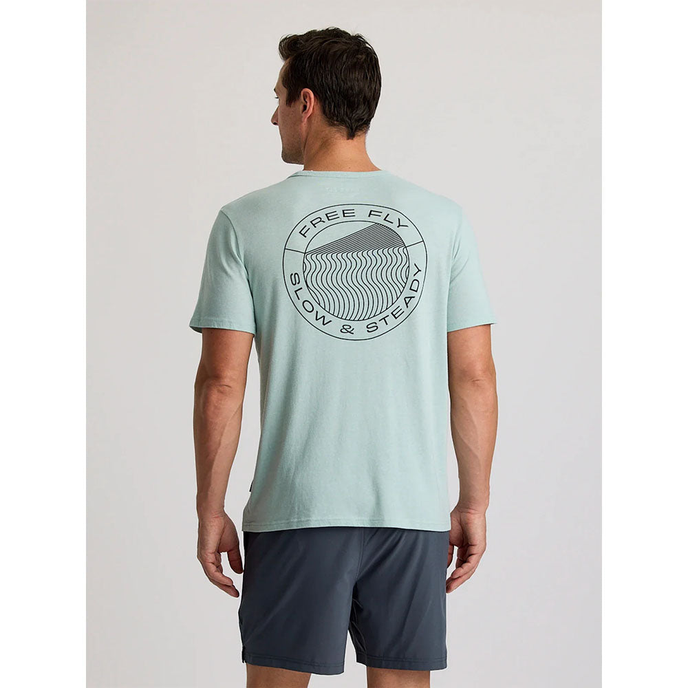 Free Fly Apparel Mens Slow and Steady Pocket Tee Heather Ocean Mist