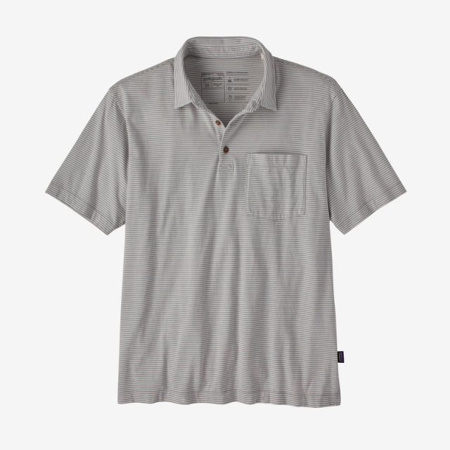 Patagonia Mens Daily Polo FMSA Fathom Stripe: Salt Grey