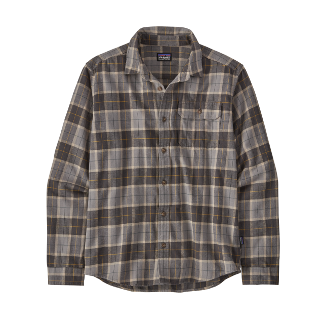 Patagonia Men's Long-Sleeved Cotton in Conversion Lightweight Fjord Flannel Shirt BEFG Beach Plaid: Forge Grey
