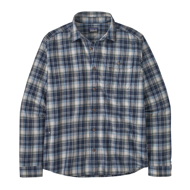 Patagonia Men&#39;s Long-Sleeved Cotton in Conversion Lightweight Fjord Flannel Shirt LYNE Libbey: New Navy