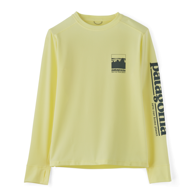 Patagonia Kids&#39; Long-Sleeved Capilene Silkweight UPF T-Shirt AIYE Alpine Icon: Isla Yellow