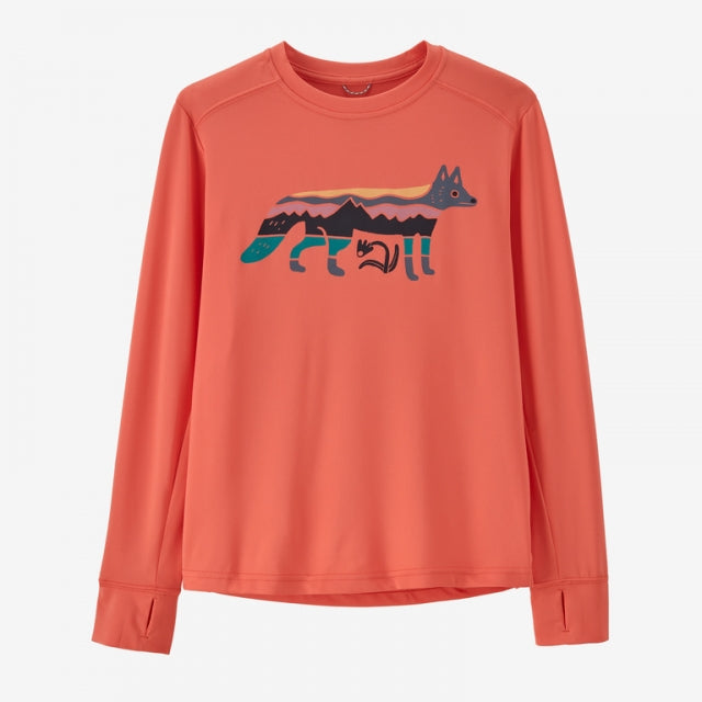 Patagonia Kids&#39; Long-Sleeved Capilene Silkweight UPF T-Shirt FXCO Foxy Fitz: Coho Coral