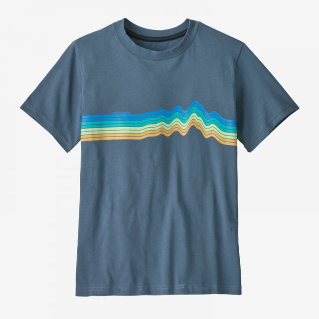 Patagonia Kids' Ridge Rise Stripe T-Shirt UTB Utility Blue