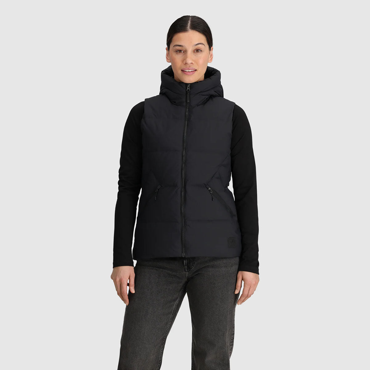 Outdoor Research Womens Coze Hooded Down Vest Black