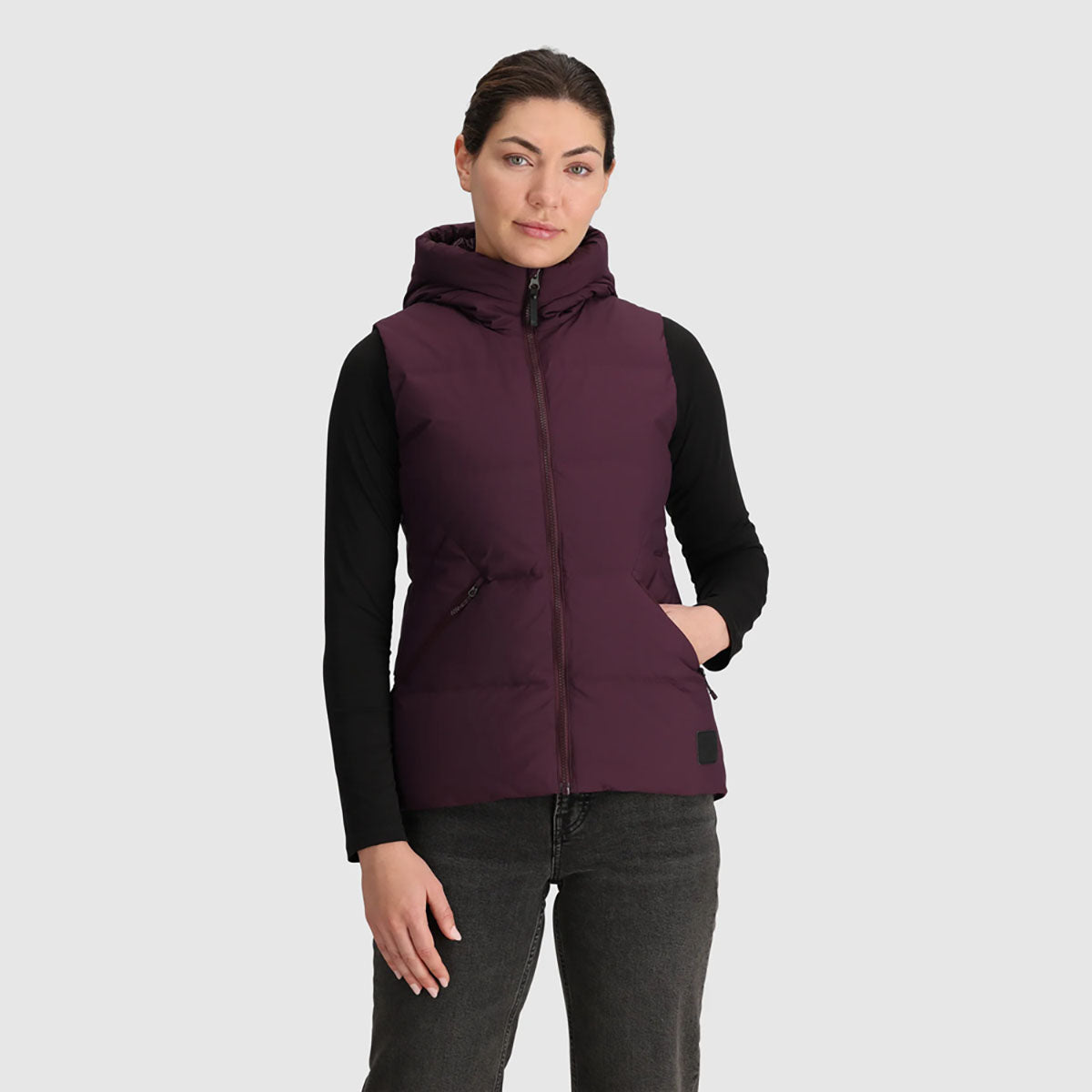 Outdoor Research Womens Coze Hooded Down Vest Amethyst