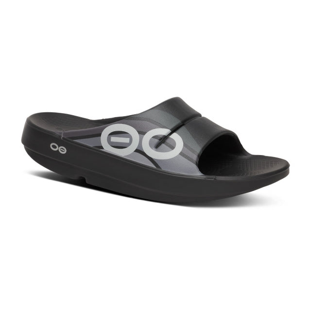 Oofos OOahh Sport Slide BLKWVE Black Wave Flow