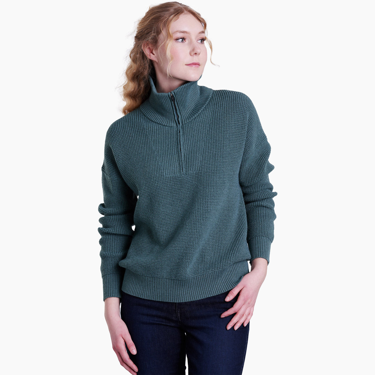 Kuhl Women's Norda 1/4 Zip Sweater Evergreen