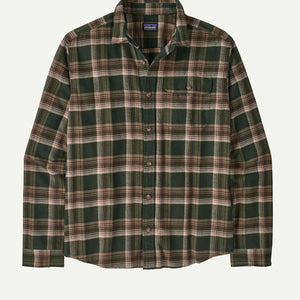 Patagonia Mens Long-Sleeved Lightweight Fjord Flannel Shirt Cozy Cabin: Treeline Green
