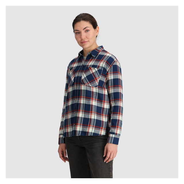 Outdoor Research Womens Feedback Flannel Twill Shirt Cenote/Oyster Plaid