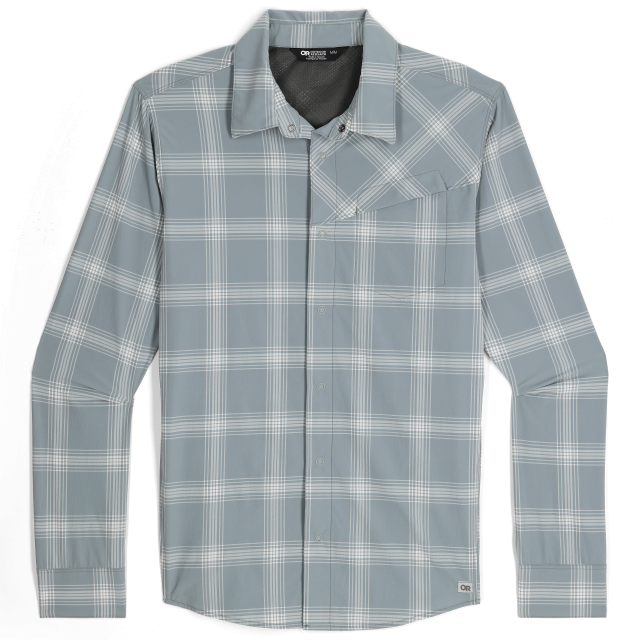 Outdoor Research Mens Astroman Long Sleeve Sun Shirt Lead Plaid