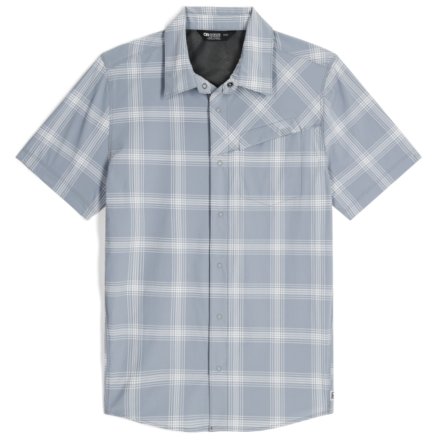 Outdoor Research Mens Astroman Short Sleeve Sun Shirt Lead Plaid