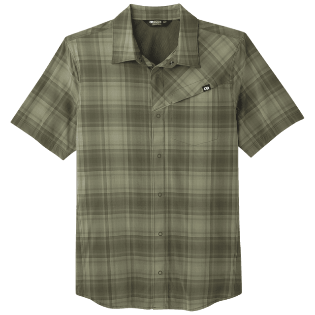Outdoor Research Mens Astroman Short Sleeve Sun Shirt Fatigue Plaid