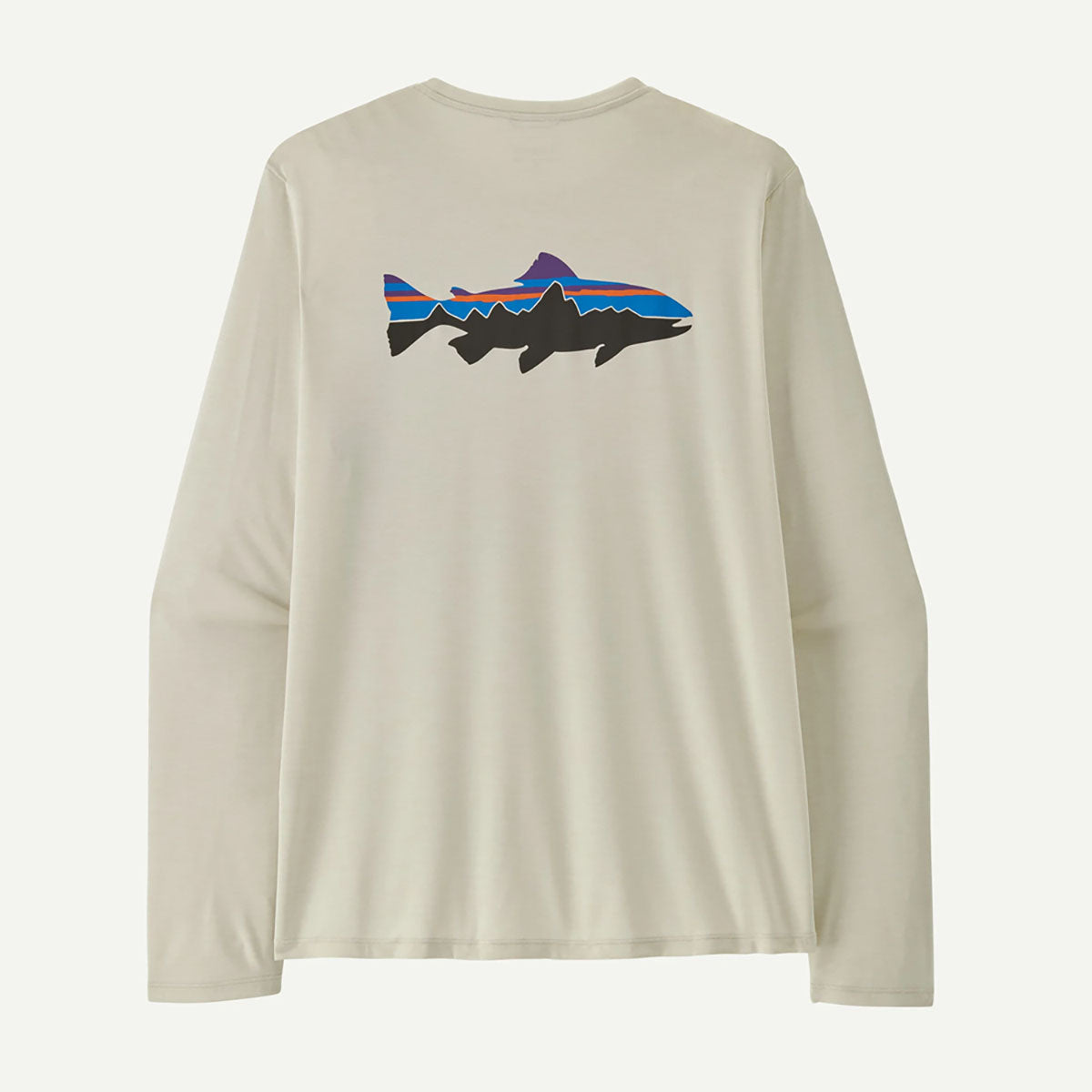 Patagonia Mens Long-Sleeved Capilene Cool Daily Shirt - Fitz Roy Trout Dyno White