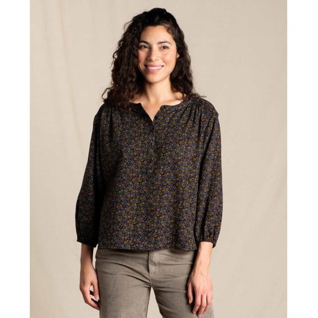 Toad&Co. Womens Manzana Long Sleeve Peasant Top 012 eadow Print / M