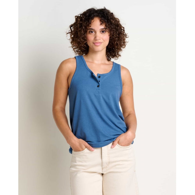 Toad&amp;Co. Women&#39;s Piru Henley Tank 470 Pacific Blue