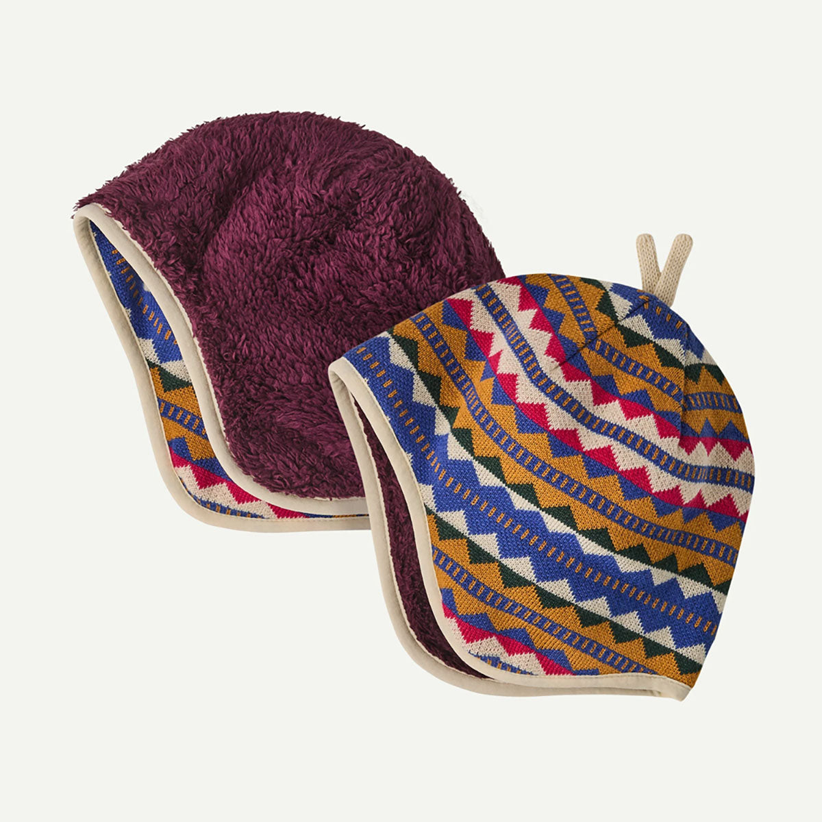 Patagonia Baby Reversible Beanie Diamond Stripe: Rutabaga White