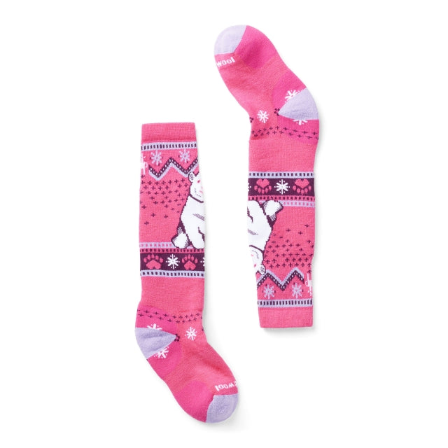 Smartwool Kids&#39; Wintersport Full Cushion Polar Bear Pattern Over The Calf Socks 89 Power Pink / L