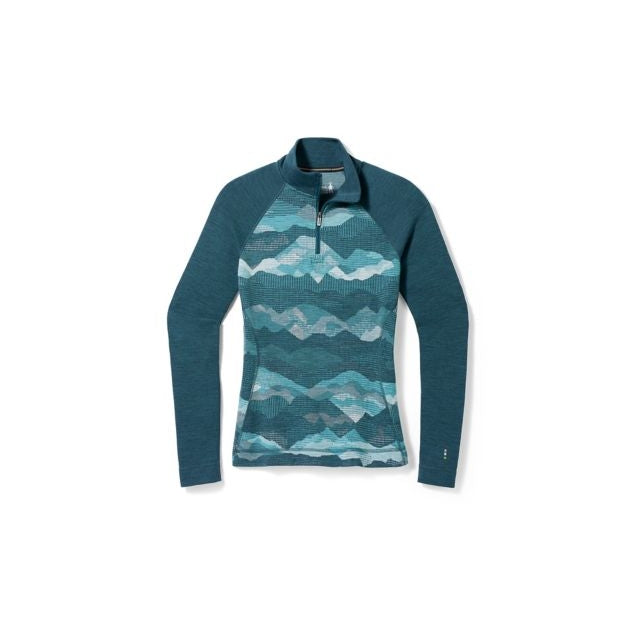 Smartwool Women's Classic Thermal Merino Base Layer 1/4 Zip Twilight Blue ountain / M