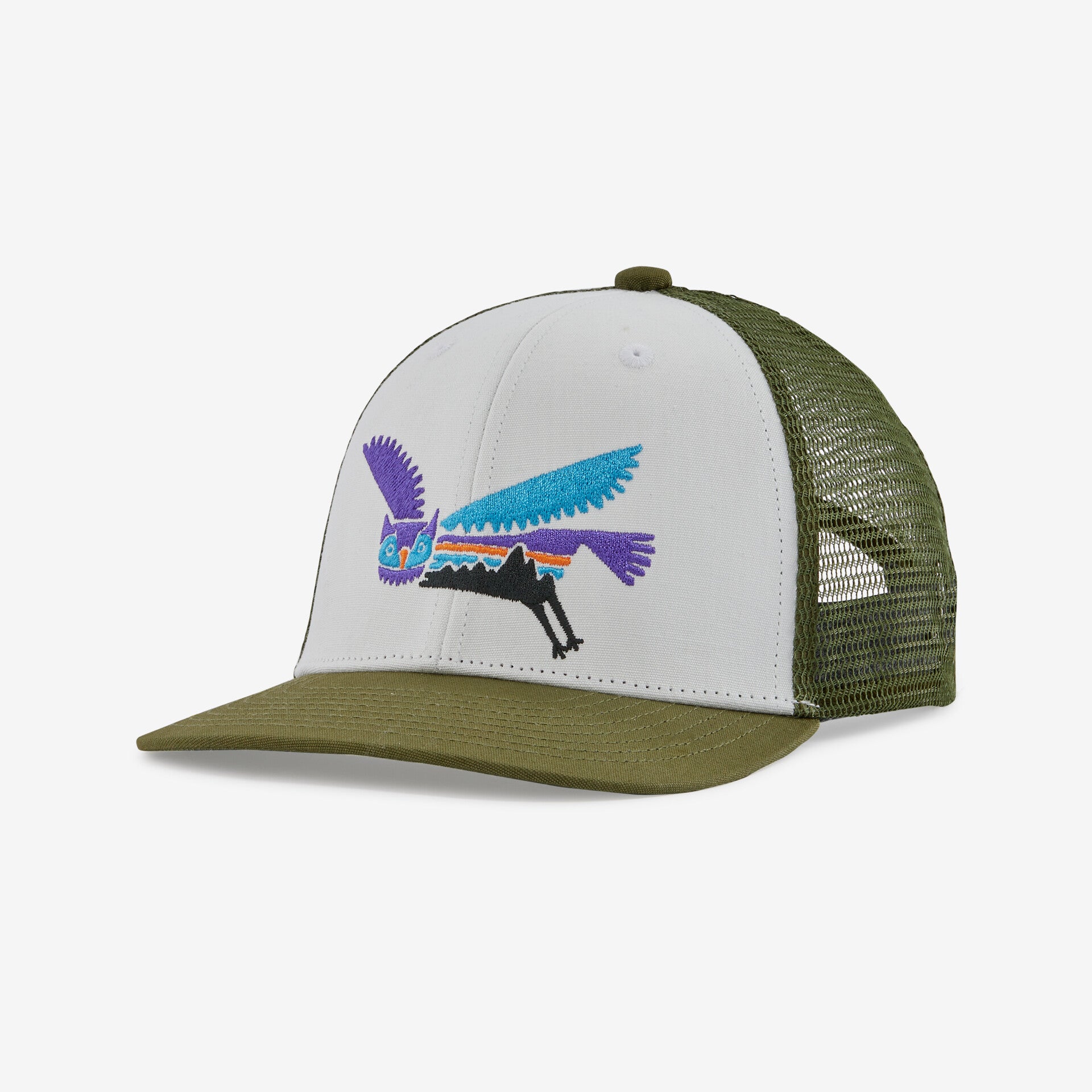 Patagonia Kids' Trucker Hat Fitz Roy Owl: White