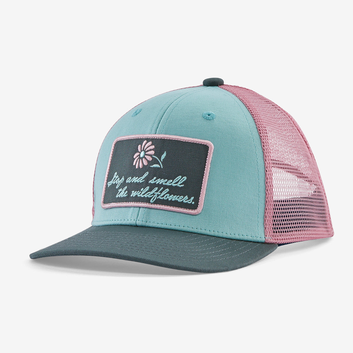 Patagonia Kids&#39; Trucker Hat Stop for Wildflowers: Skiff Blue