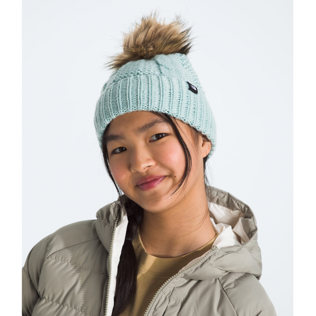 The North Face K Oh Mega Fur Pom Beanie 1OC Muted Pine