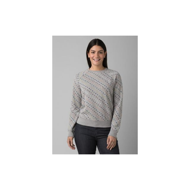 Prana Women&#39;s Cozy Up Sweatshirt 020 Heather Grey Ditsy Road