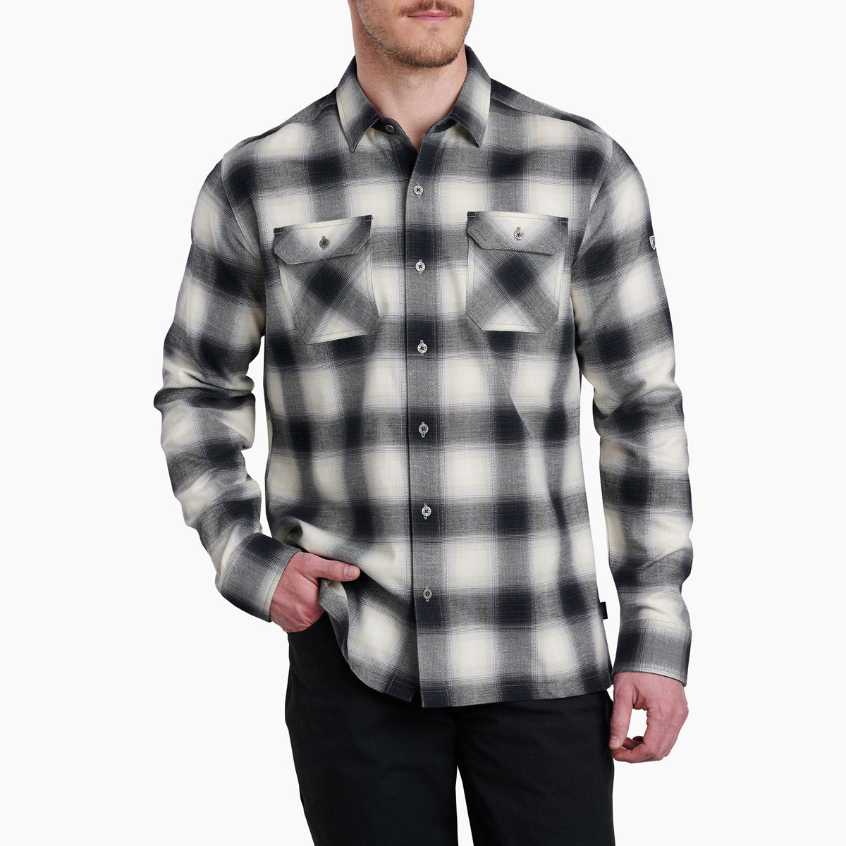 Kuhl Men&#39;s Dillingr Flannel Shirt Black Sand