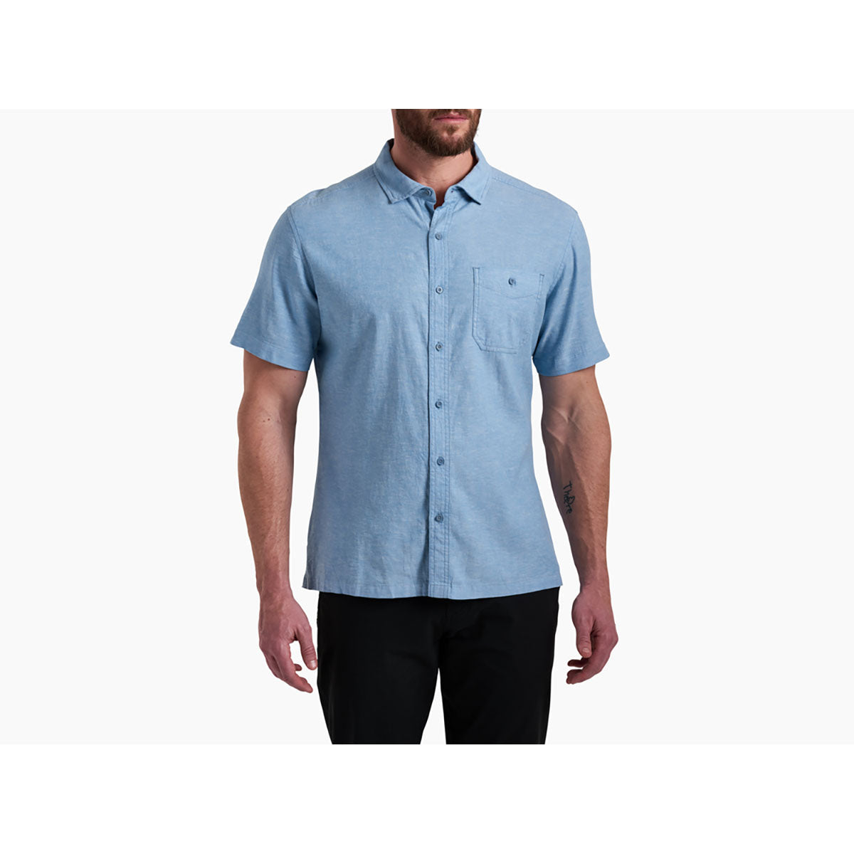Kuhl Mens Getaway Short Sleeve Blue Chalk