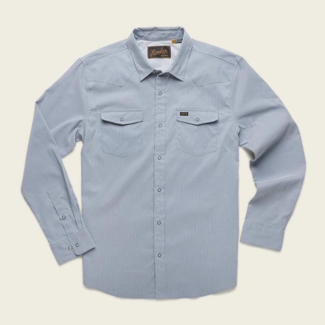 Howler Brothers Mens H Bar B Tech Longsleeve OXF Oxford Microstripe:Railroad Blue