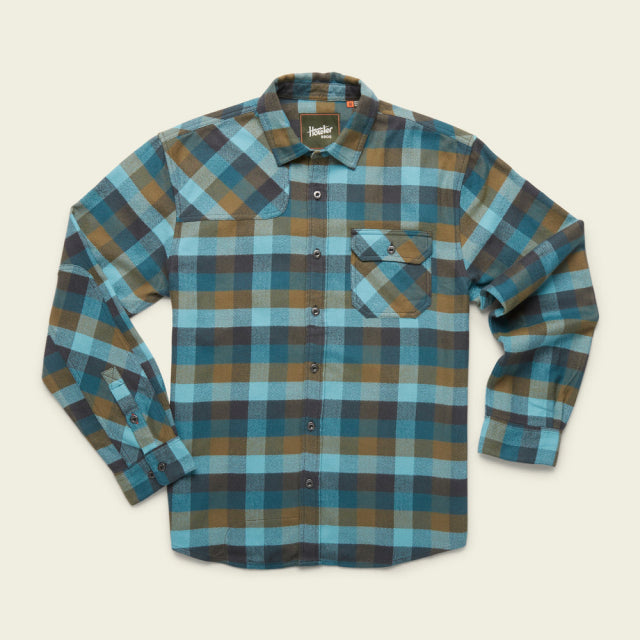 Howler Brothers Men&#39;s Harkers Flannel Shirt AQU Grice Plaid: Aquapool