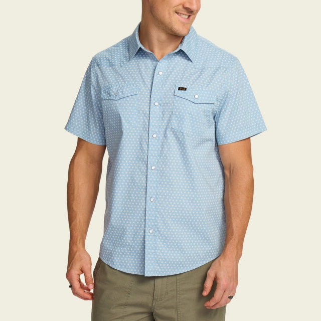 Howler Brothers Mens H Bar B Snapshirt VIN Vintage Grid Floral: Pool Blue