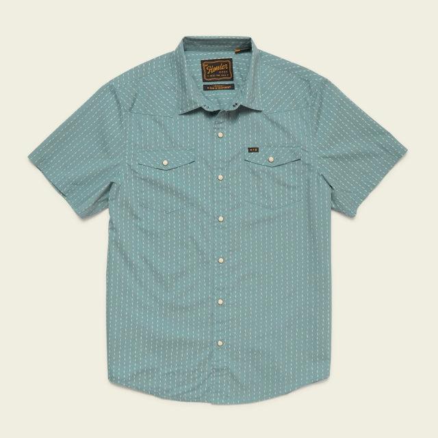 Howler Brothers Mens H Bar B Snapshirt BLU Power Lines: Smoke Blue