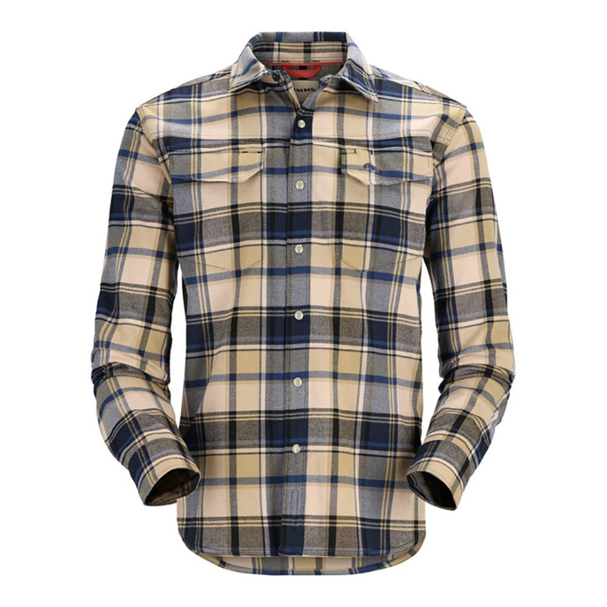 Simms Fishing Men's Gallatin Flannel Fishing Long Sleeve Shirt 254 Camel/Navy Woodsman Plaid