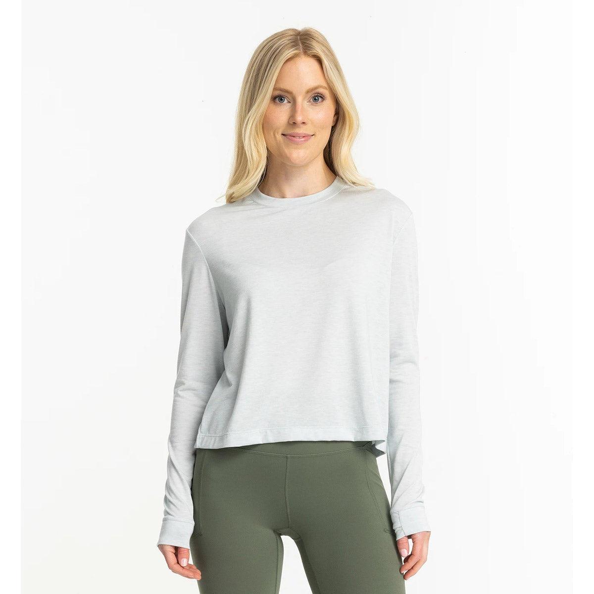 Free Fly Apparel Women&#39;s Elevate Long Sleeve Heather Tide Pool