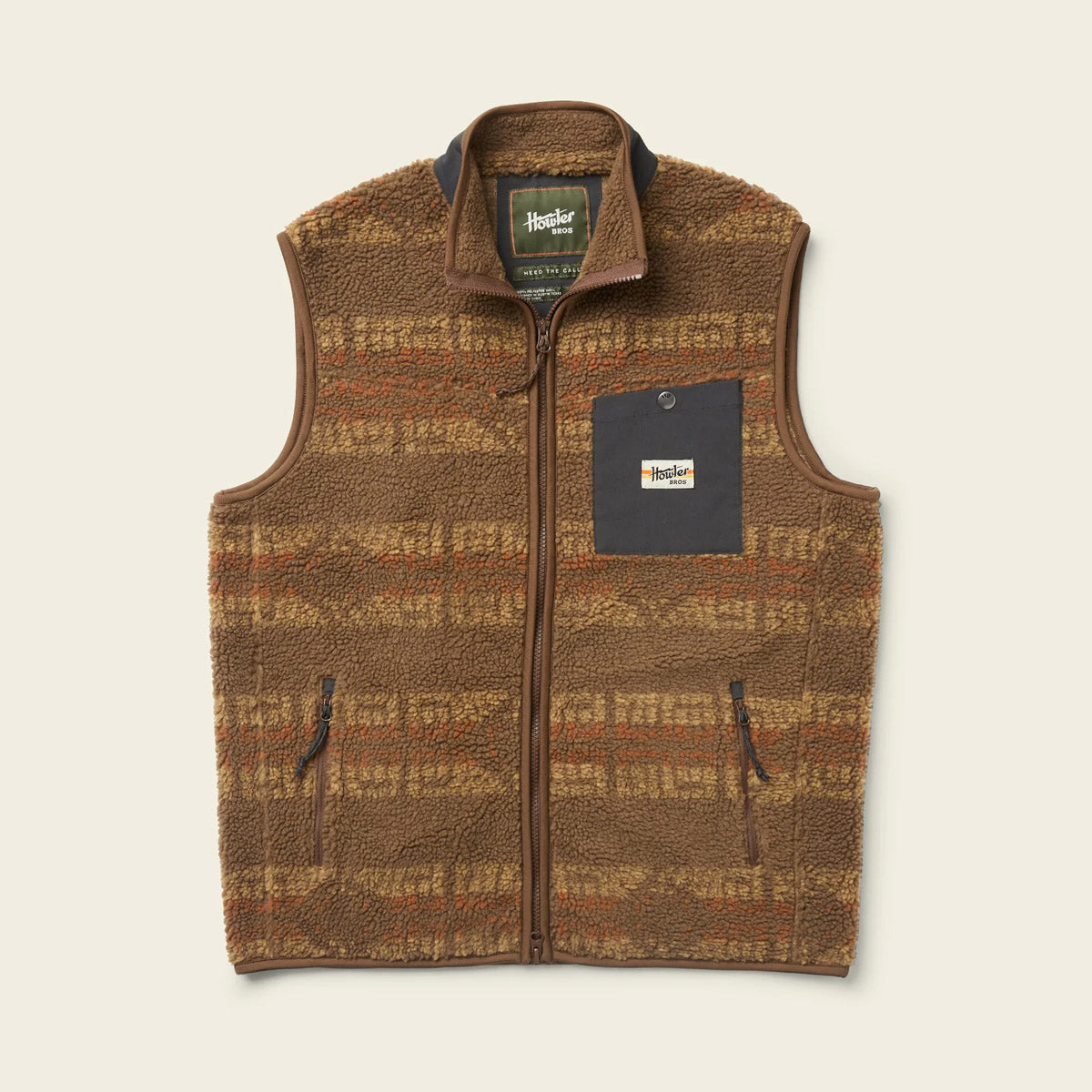 Howler Brothers Men&#39;s Chisos Fleece Vest Mescal Stripe: Earth