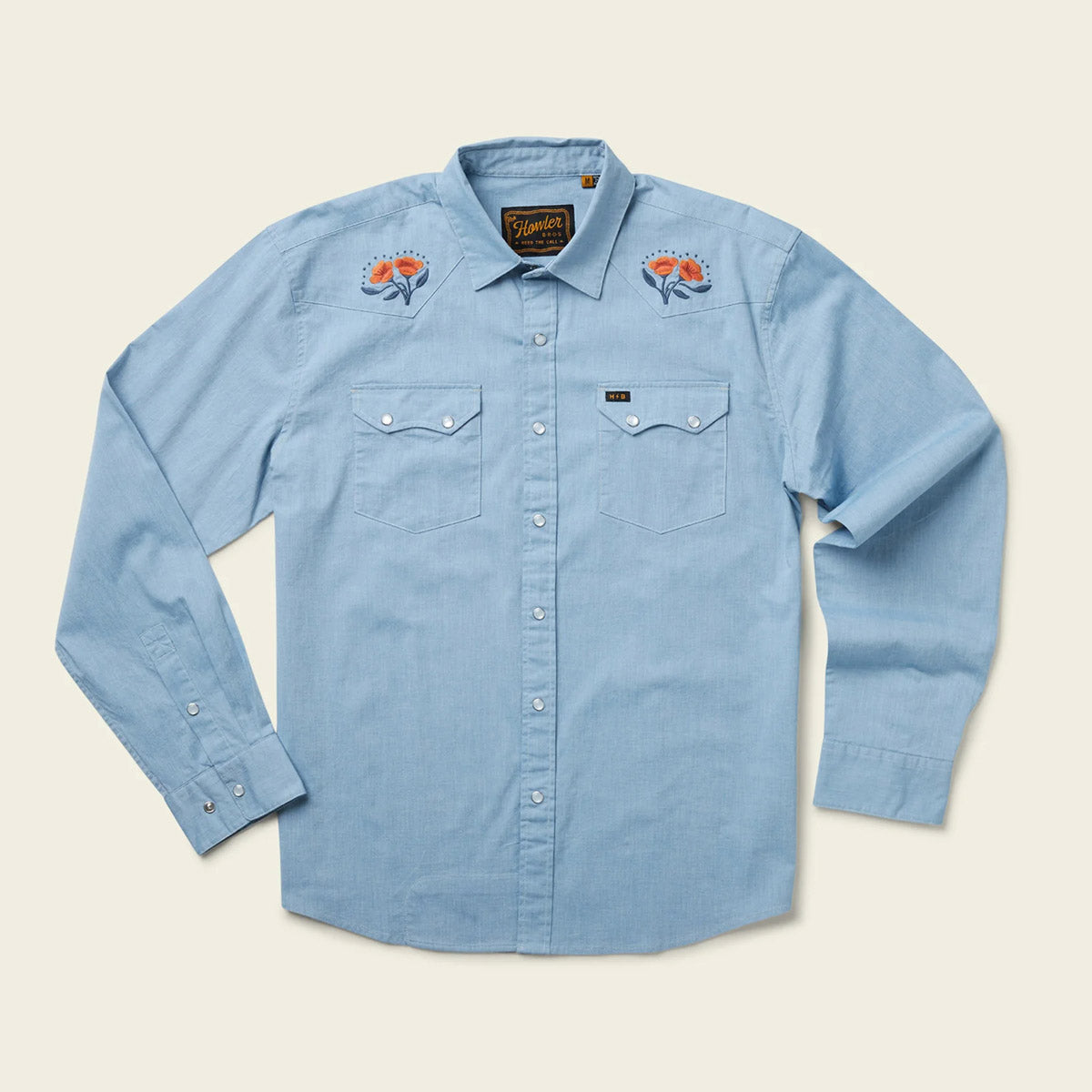 Howler Brothers Men&#39;s Crosscut Deluxe Snapshirt Poppies