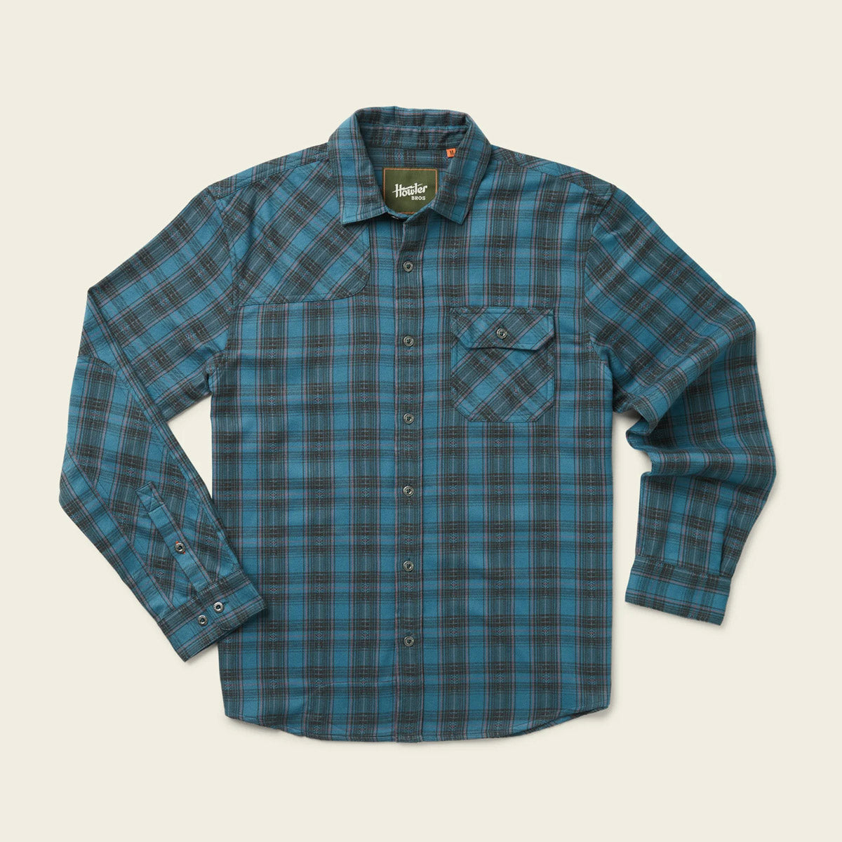 Howler Brothers Men&#39;s Harkers Flannel Shirt Barrett Plaid: Bluenote