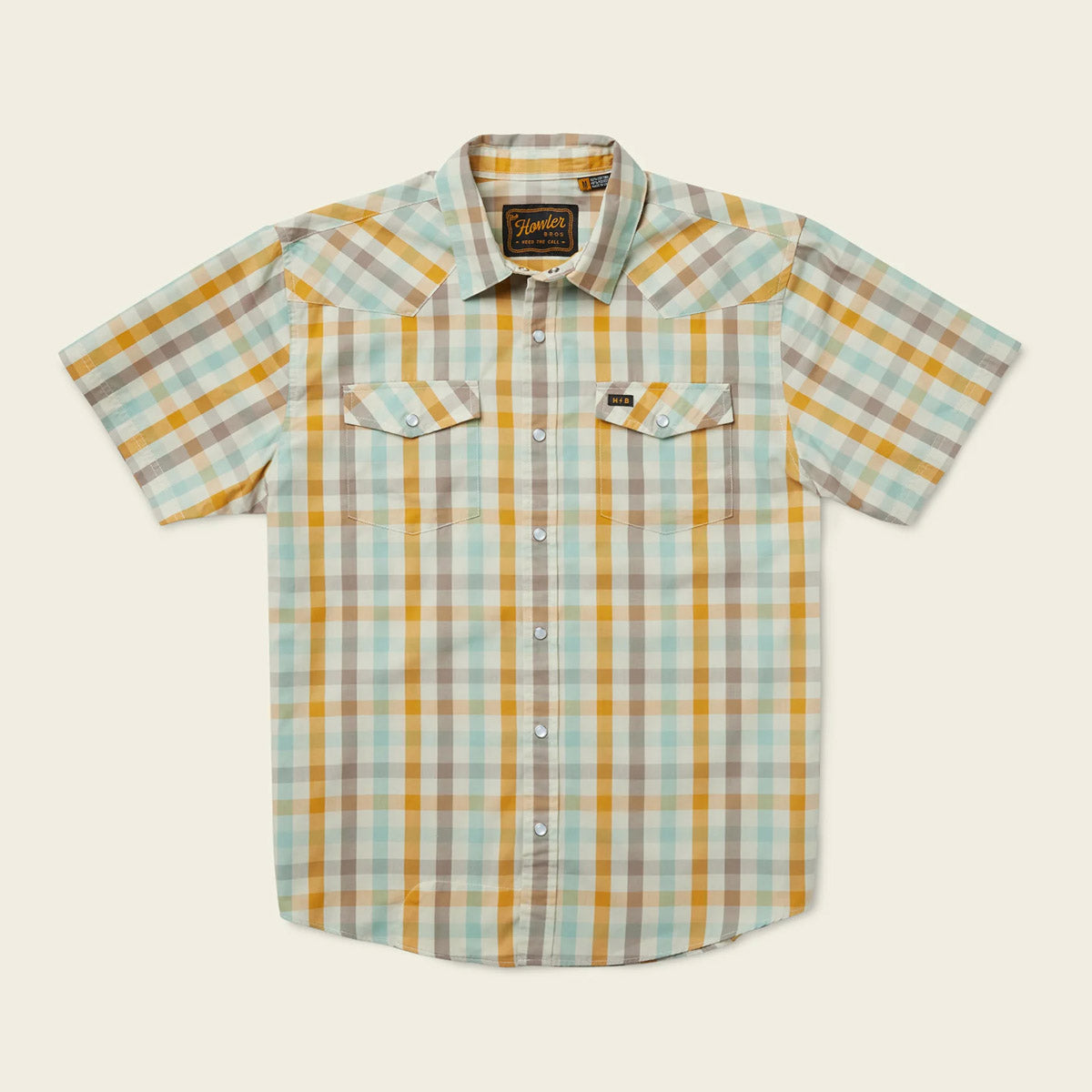 Howler Brothers Men&#39;s H Bar B Snapshirt Wagon Plaid: Harvest