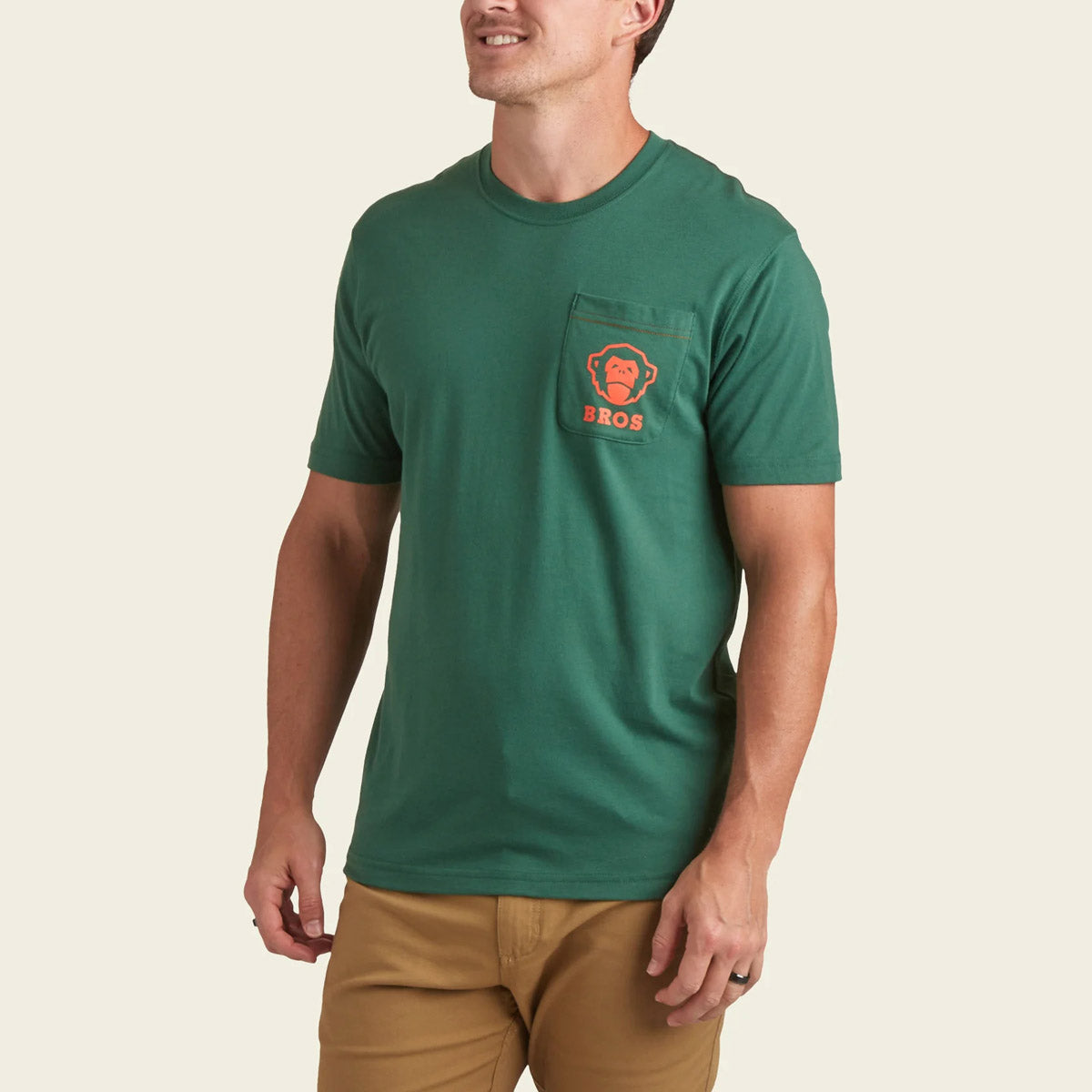 Howler Brothers Men&#39;s Select Pocket T-Shirt Dual Howler: Forest Green