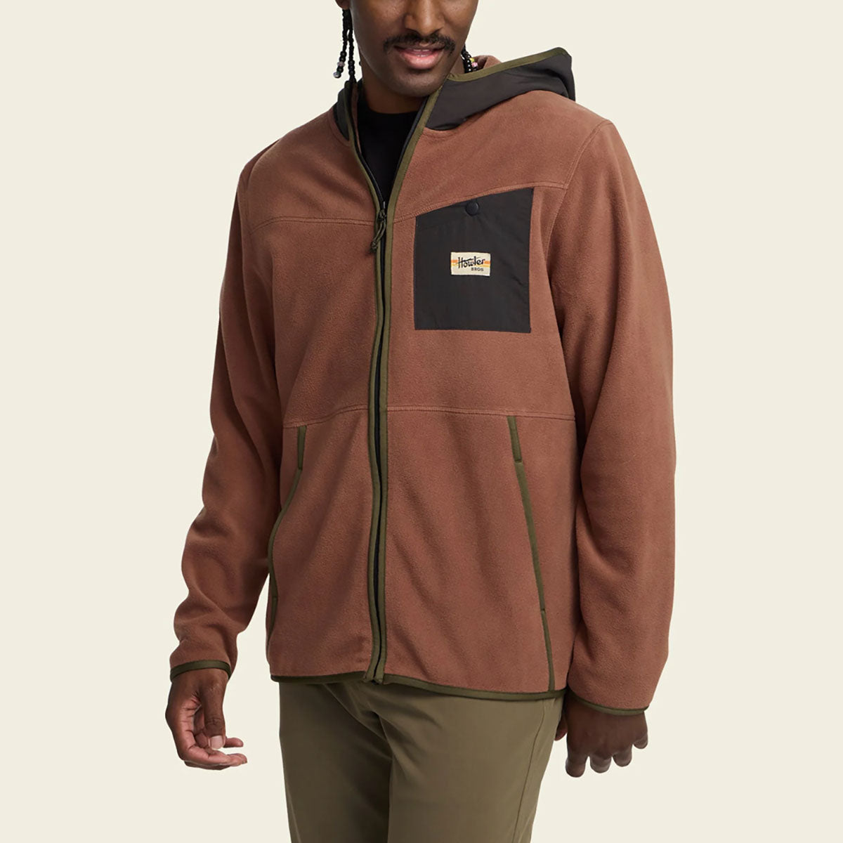 Howler Brothers Mens Free Range Hooded Jacket Mink Brown