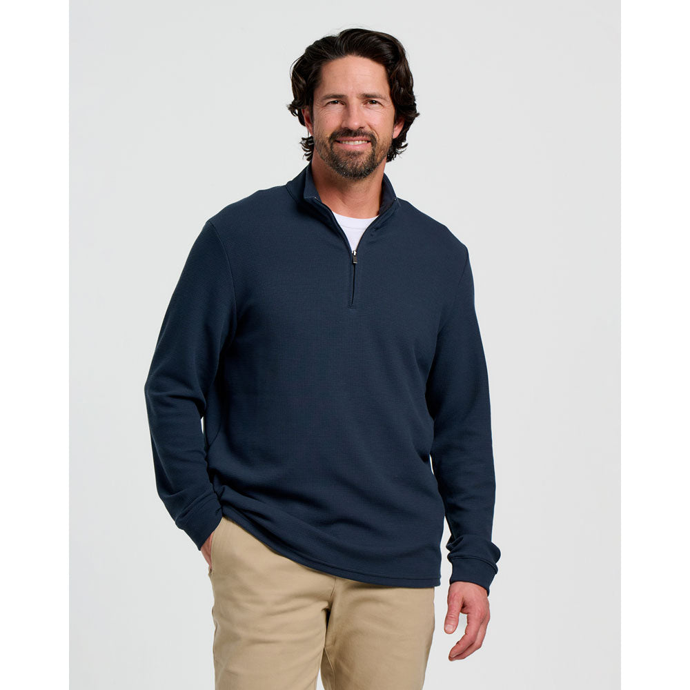 Free Fly Apparel Mens Waffle Quarter Zip Deep Navy