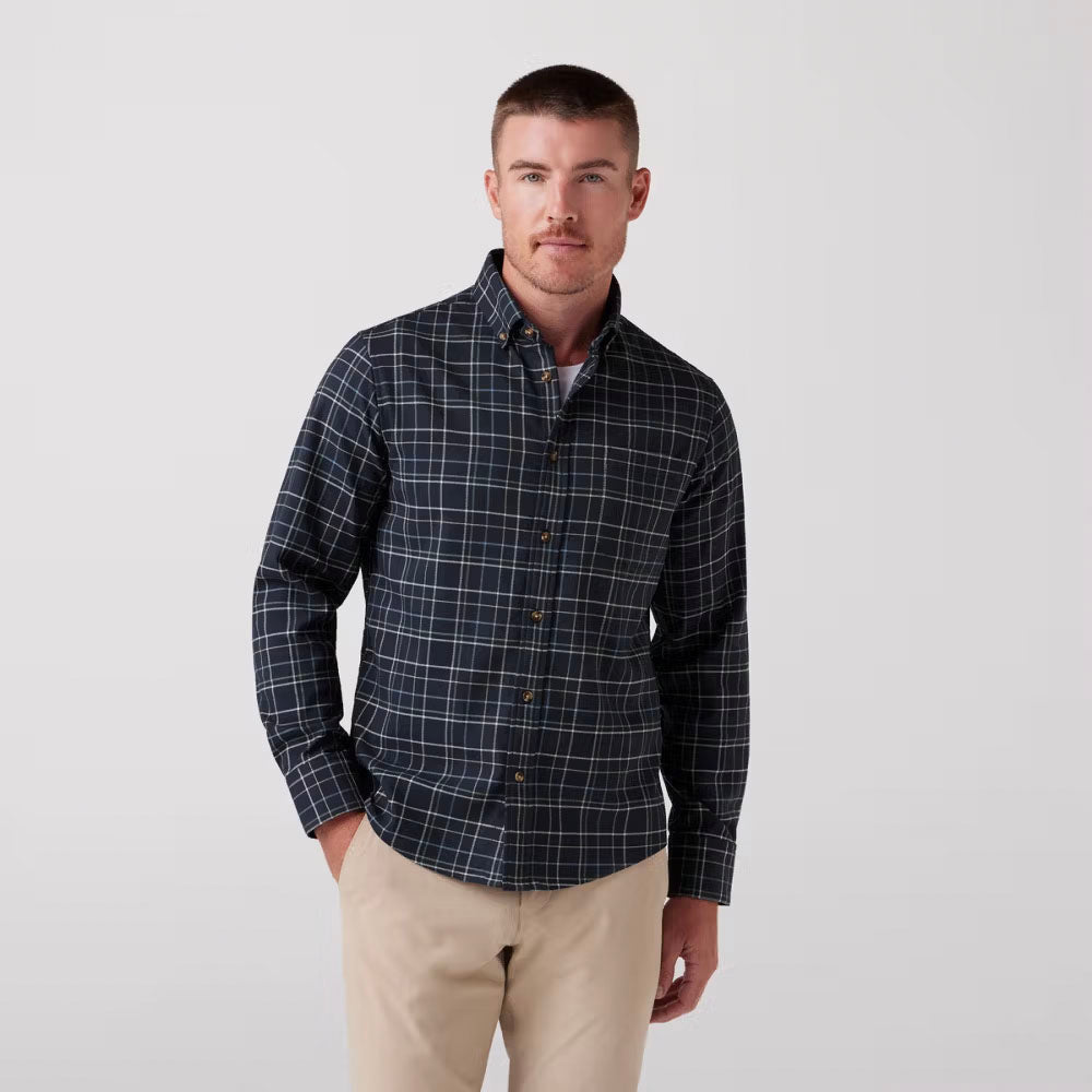 Mizzen+Main Men&#39;s City Flannel Twill Navy Andrew Plaid