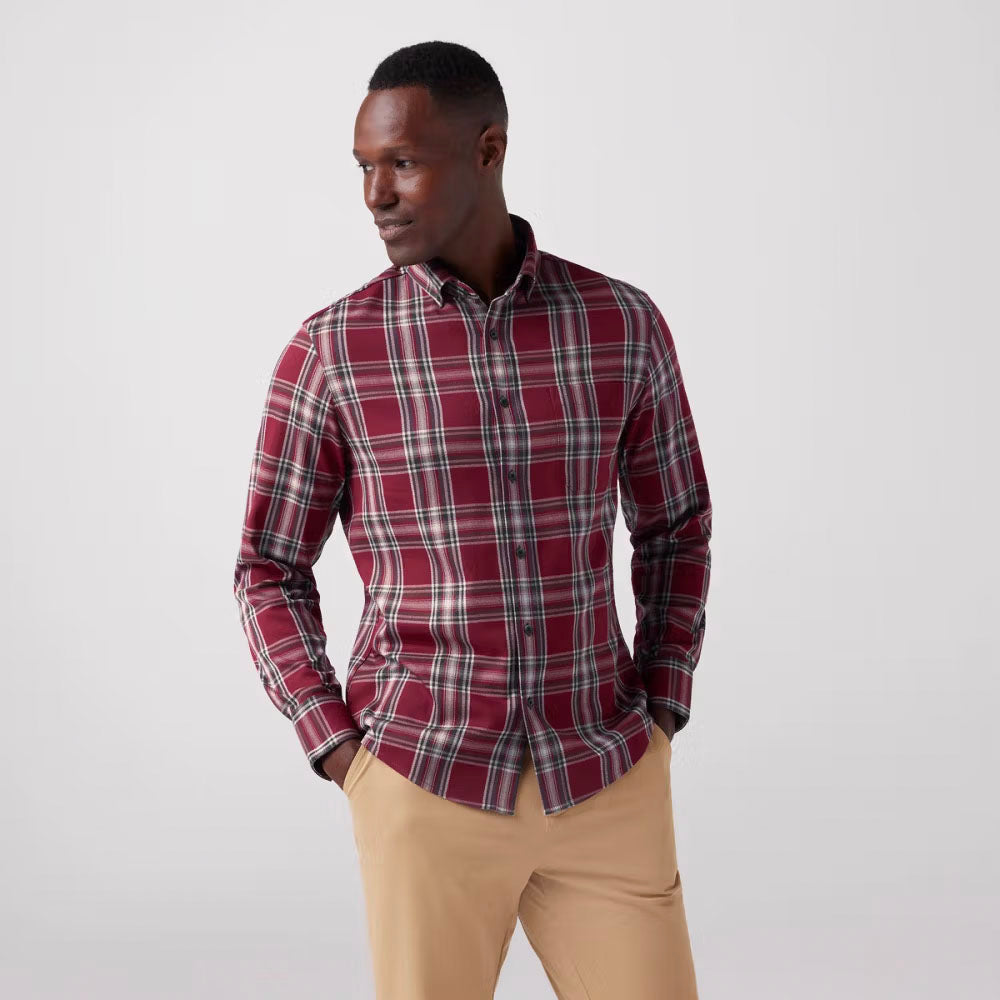 Mizzen+Main Men&#39;s City Flannel Twill Garnet Thomas Plaid