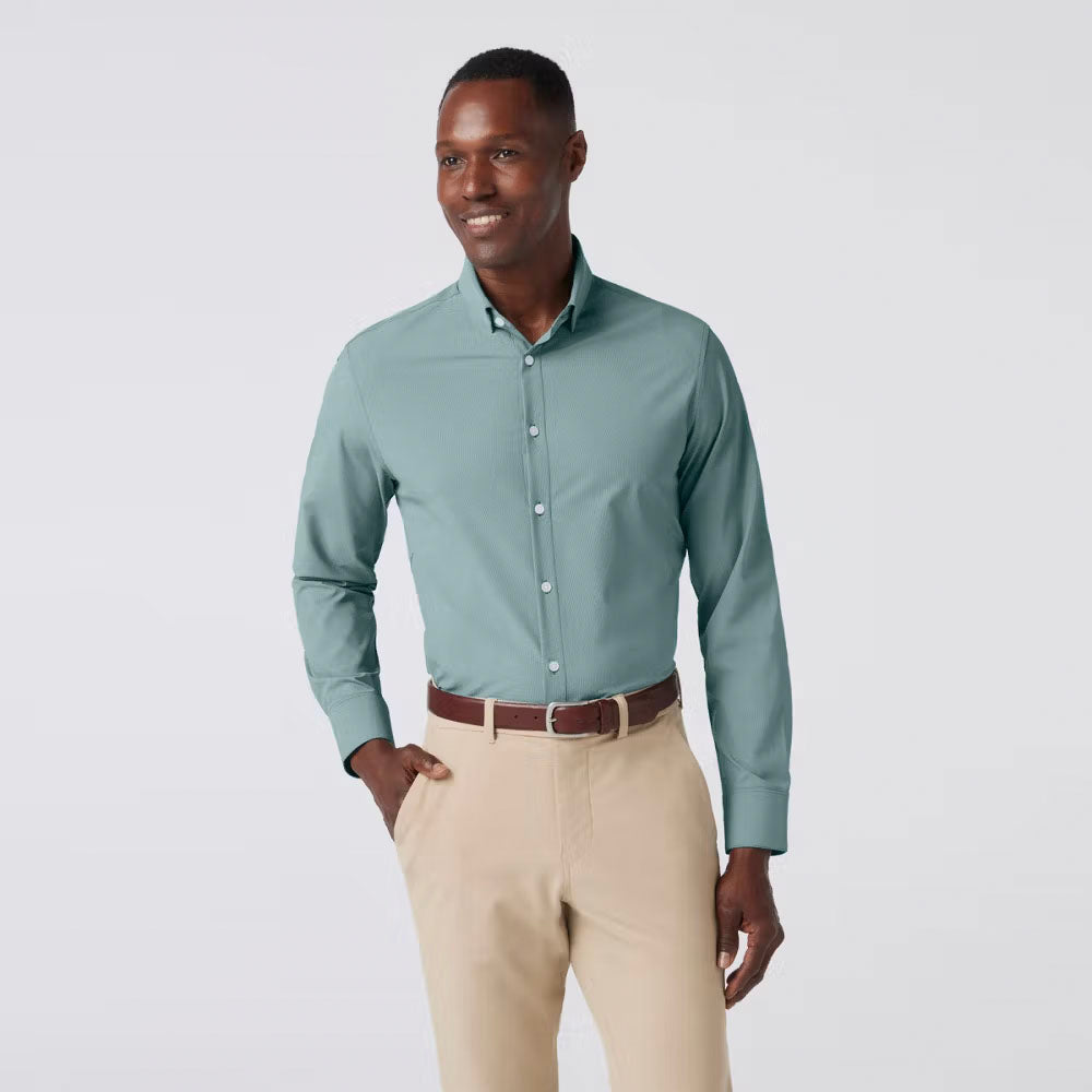 Mizzen+Main Men&#39;s Leeward Dress Shirt Hunter Green Straton Check