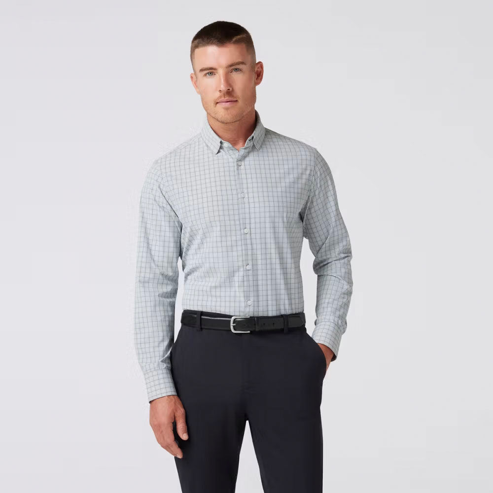 Mizzen+Main Men&#39;s Leeward Dress Shirt Aluminum Manor Plaid