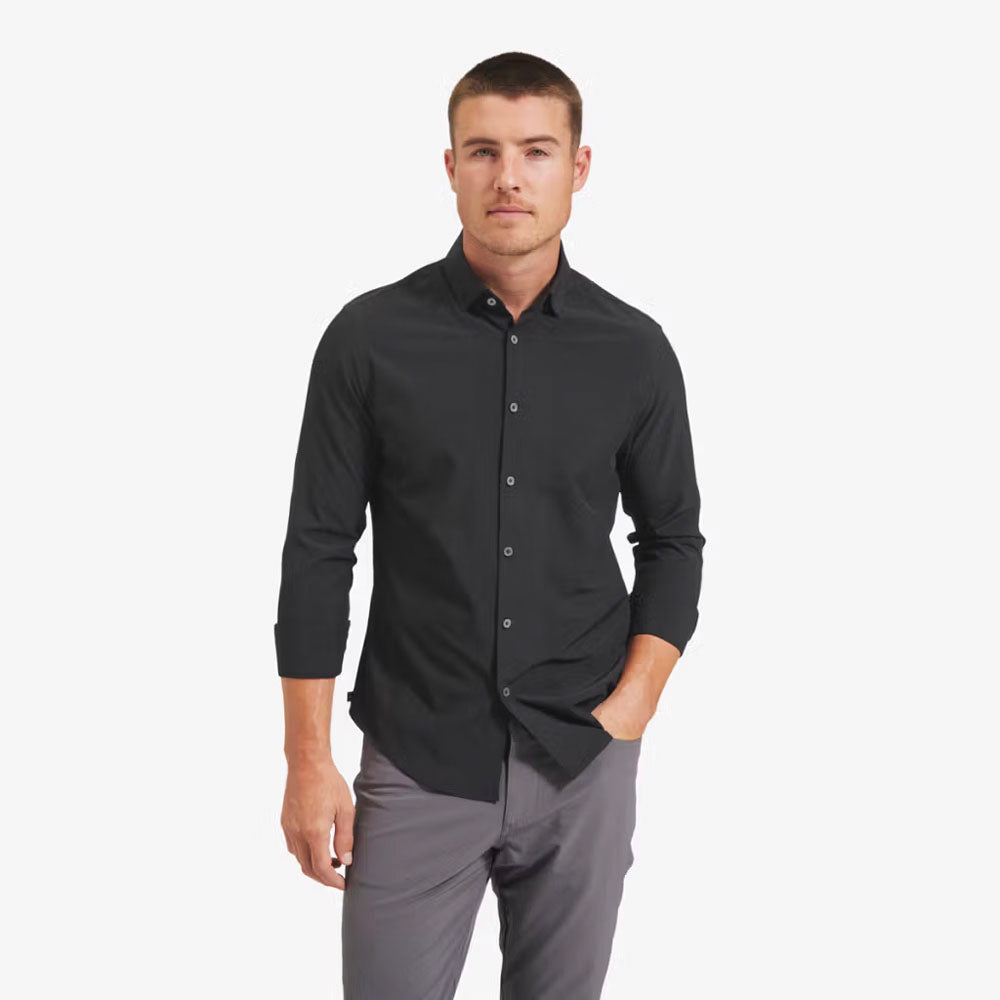 Mizzen+Main Men&#39;s Leeward No Tuck Dress Shirt Black Solid