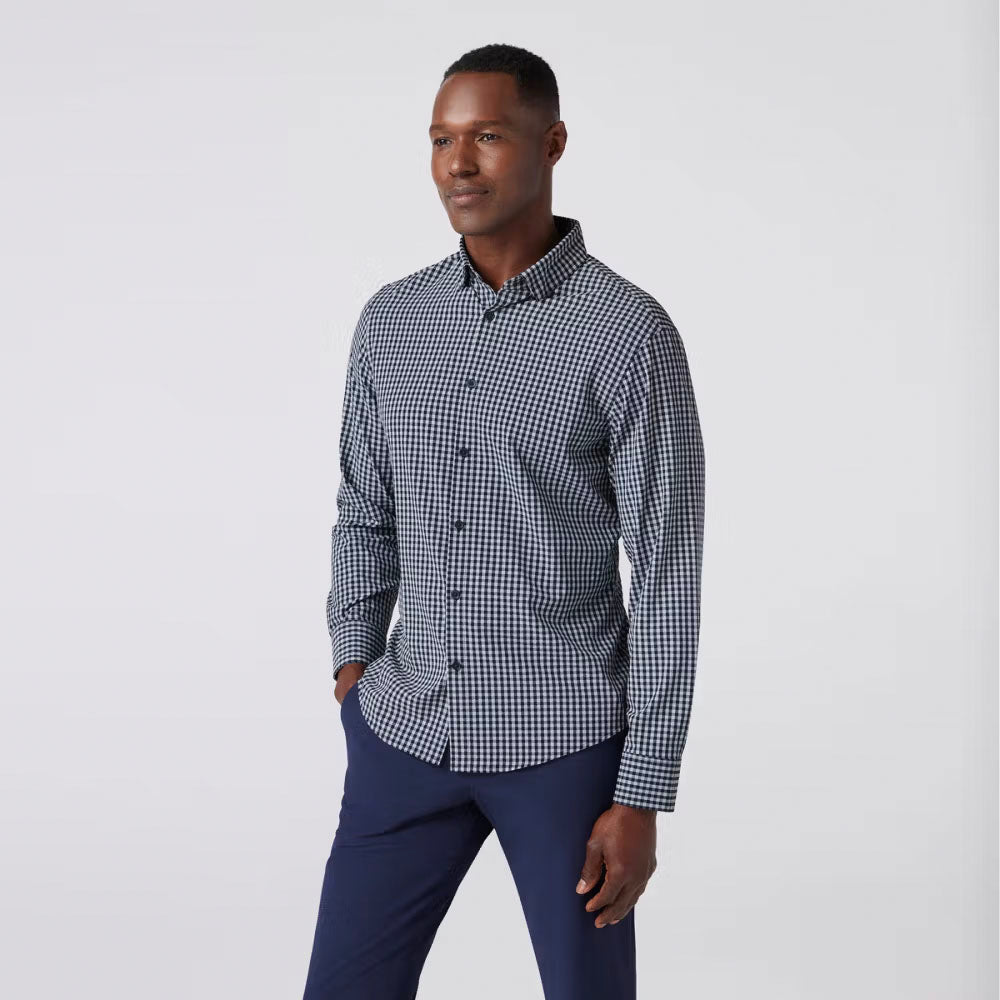 Mizzen+Main Men&#39;s Leeward No Tuck Dress Shirt Aluminum Gingham